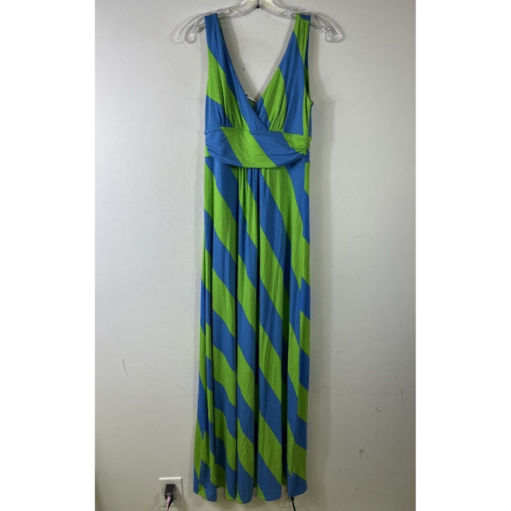 Lilly Pulitzer Women's Maxi Dress Striped Blud Green Rayon/Spandex Size Small